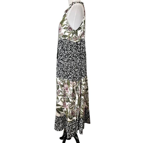 KAKTUS Womens Dress Floral Tiered Maxi Sleeveless Tassels Sz Large - Picture 4 of 7